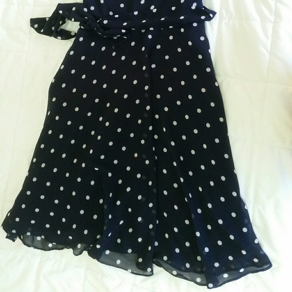 BANANA REPUBLIC Polka Dot Navy Flare Dress, Sz. 2 - Picture 5 of 8